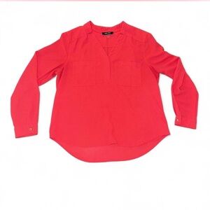 Nine West Red Long Sleeve Blouse Size Large